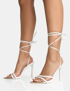 Flash Sale Unapologetic Satin Barely There Gold Pointed Toe Stiletto Heels Barely There Heels | Lace Up Heels