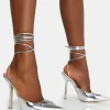 Best Vada Mirror Slingback Lace Up Pointed Court Stiletto Heels Back In Stock | Court Heels