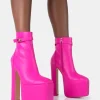 Best Vally Hot PU Extreme Platform Square Block Heeled Ankle Boots Square Toe Heels | Block Heels