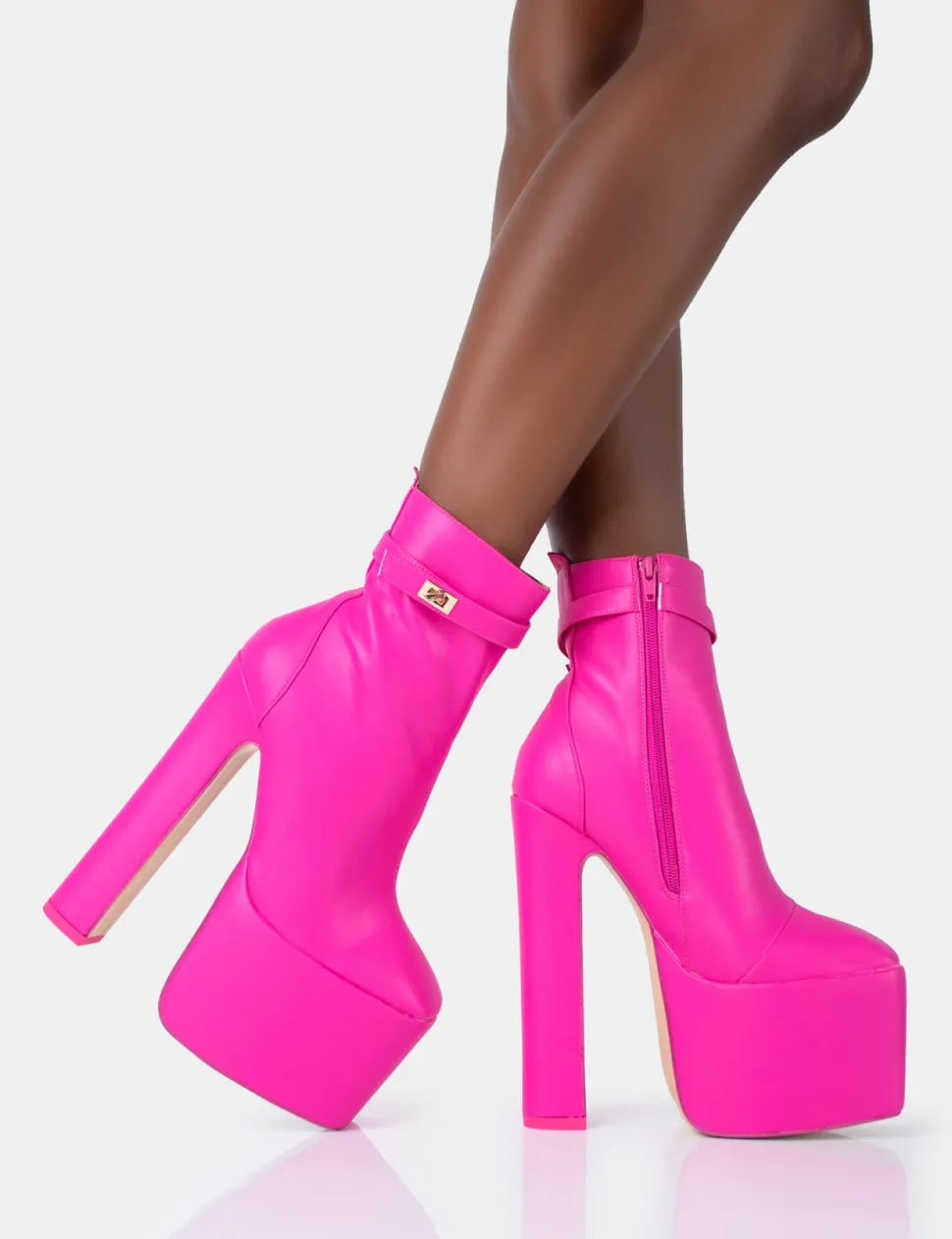 Best Vally Hot PU Extreme Platform Square Block Heeled Ankle Boots Square Toe Heels | Block Heels