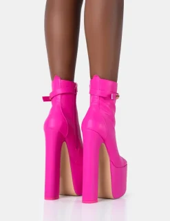 Best Vally Hot PU Extreme Platform Square Block Heeled Ankle Boots Square Toe Heels | Block Heels