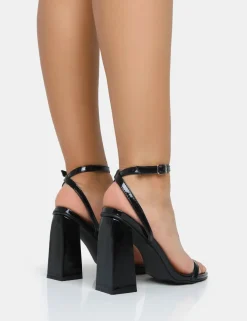 Best Sale Vella Patent Barely There Round Toe Block Heels Barely There Heels | High Heels