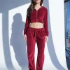Outlet Velour Fla Trousers Cherry Sculpt & Leisure | Kaiia The Label