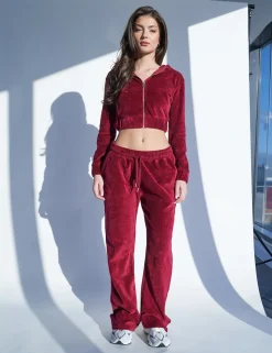 Outlet Velour Fla Trousers Cherry Sculpt & Leisure | Kaiia The Label