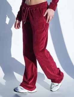 Outlet Velour Fla Trousers Cherry Sculpt & Leisure | Kaiia The Label