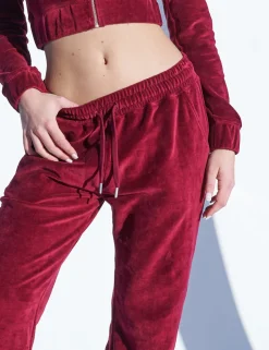 Outlet Velour Fla Trousers Cherry Sculpt & Leisure | Kaiia The Label