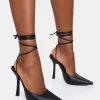 Outlet Verity Pu Slingback Lace Up Pointed Court Stiletto Heels Court Heels | Lace Up Heels
