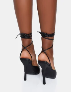 Outlet Verity Pu Slingback Lace Up Pointed Court Stiletto Heels Court Heels | Lace Up Heels