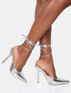 Fashion Verity Wide Fit Slingback Lace Up Pointed Court Stiletto Heels Wide Fit Heels | Wide Fit Heels
