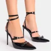 New Viper Three Strap Buckle Detail Court Heels Court Heels