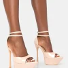 Discount Vortex Nude Patent Platform Barely There Pointed Toe Stiletto Heels Platform Heels | Block Heels
