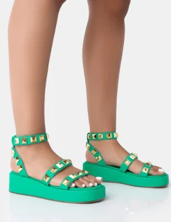 Cheap Wade Studded Strappy Platform Sandals Flats
