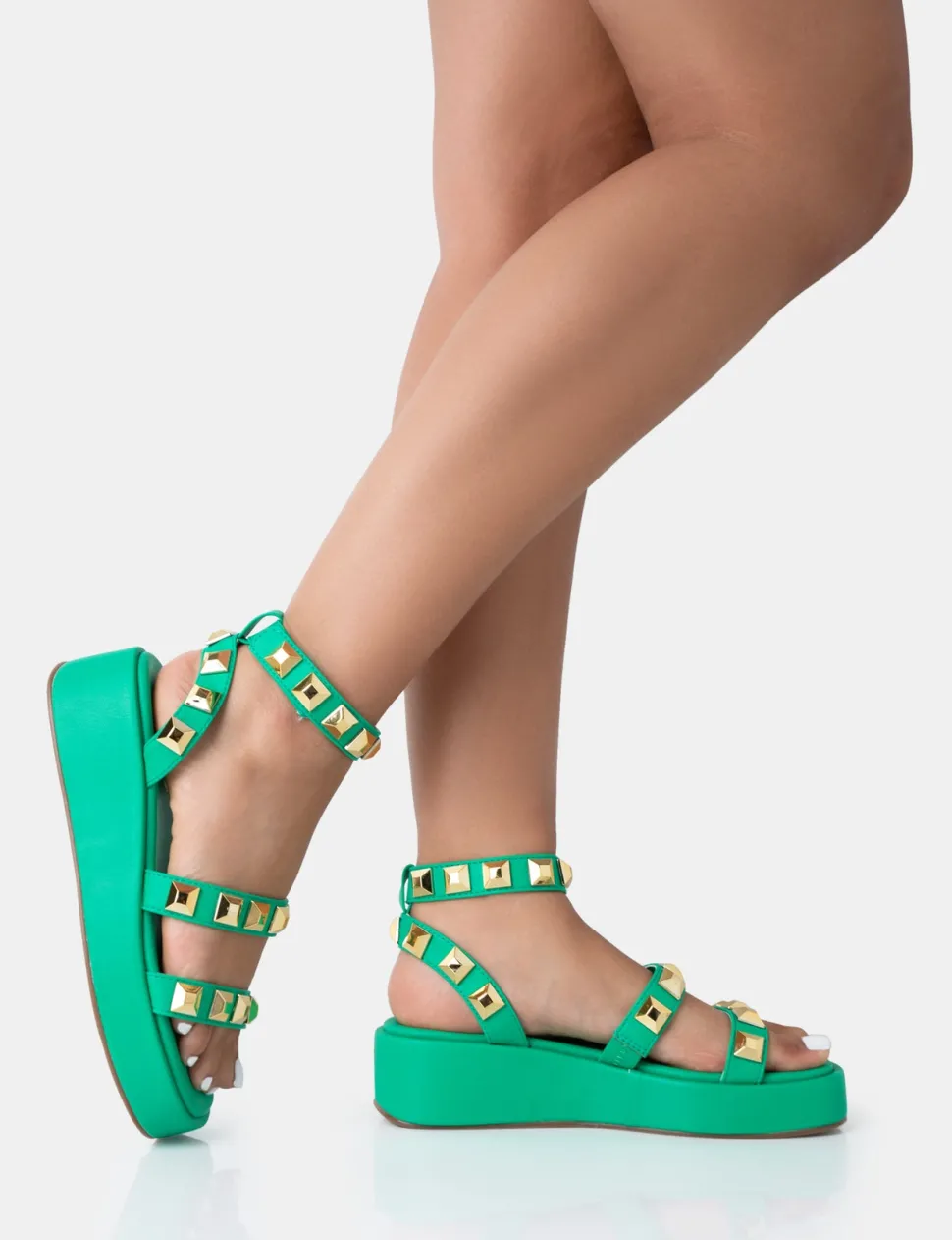 Cheap Wade Studded Strappy Platform Sandals Flats