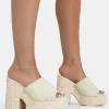 Store Wavez Ecru Terry Towelling Round Toe Platform Block Heel Mules Mules | Block Heels