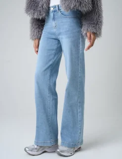 Fashion Wide Leg High Rise Denim Jeans Trousers