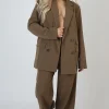 Fashion Wide Leg Split Hem Tailored Trousers Mushroom Sculpt & Leisure | Kaiia The Label