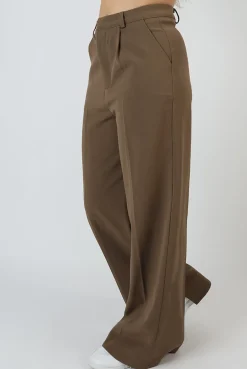 Fashion Wide Leg Split Hem Tailored Trousers Mushroom Sculpt & Leisure | Kaiia The Label