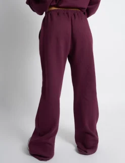 New Wide Leg Sweat Pants Deep Burgundy Sculpt & Leisure | Kaiia The Label