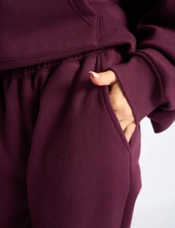 New Wide Leg Sweat Pants Deep Burgundy Sculpt & Leisure | Kaiia The Label