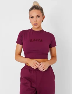 New Wide Leg Sweat Pants Deep Burgundy Sculpt & Leisure | Kaiia The Label