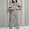 Sale Wide Leg Sweat Pants Khaki Curve | Sculpt & Leisure