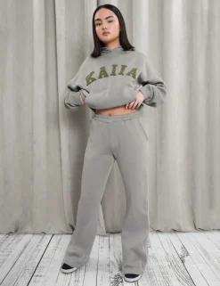 Sale Wide Leg Sweat Pants Khaki Curve | Sculpt & Leisure
