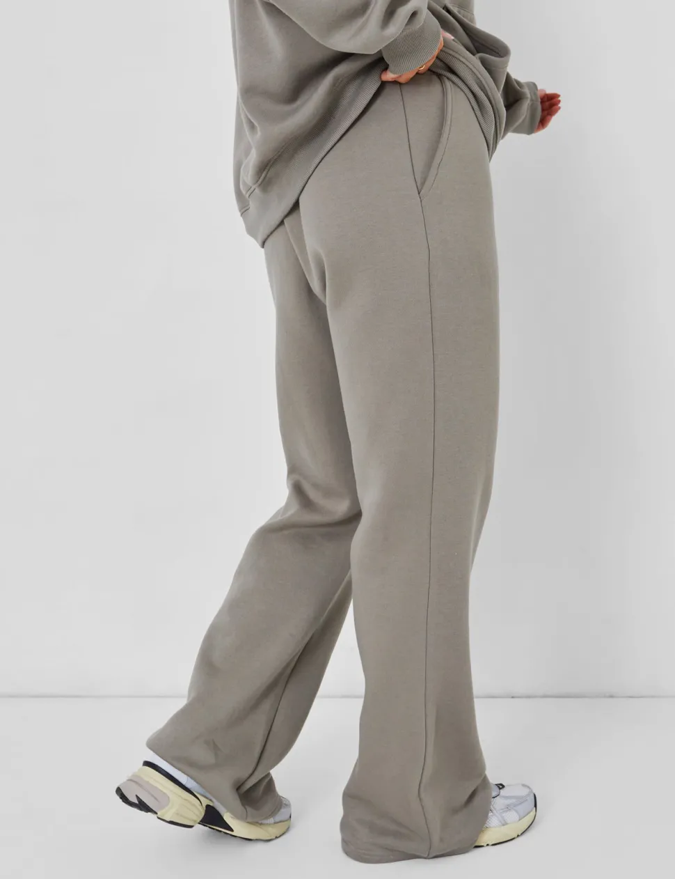 Sale Wide Leg Sweat Pants Khaki Curve | Sculpt & Leisure