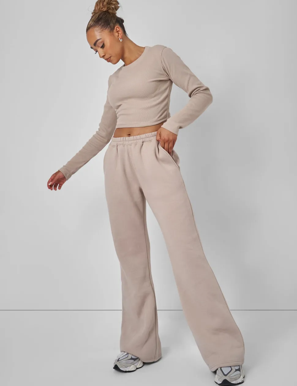 Cheap Wide Leg Sweat Pants Stone Sculpt & Leisure | Kaiia The Label