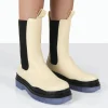 Shop Winter Cream Ankle Chunky Sole Chelsea Boots Flat Boots | Chunky Boots