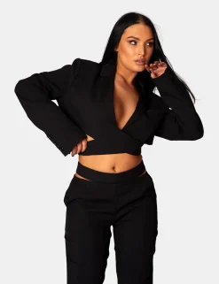 Sale Wrap Front Cropped Blazer Sculpt & Leisure | Kaiia The Label
