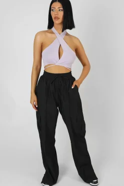 Clearance Wrap Front Halter Crop Top Lilac Sculpt & Leisure | Kaiia The Label