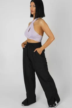 Clearance Wrap Front Halter Crop Top Lilac Sculpt & Leisure | Kaiia The Label