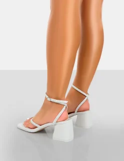Flash Sale Zahra PU Toe Thong Mid Block Heeled Sandals 3" Heels | Block Heels