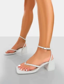 Flash Sale Zahra PU Toe Thong Mid Block Heeled Sandals 3