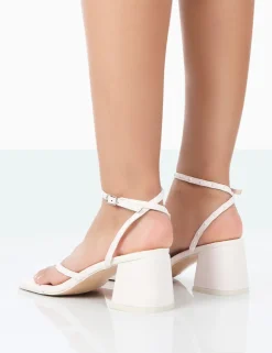 Flash Sale Zahra Wide Fit PU Toe Thong Mid Block Heeled Sandals Wide Fit Block Heels | Block Heels