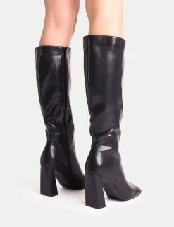 Outlet Zoya Slanted Toe Block Heel Knee High Sock Boots Block Heels | Sock Boots